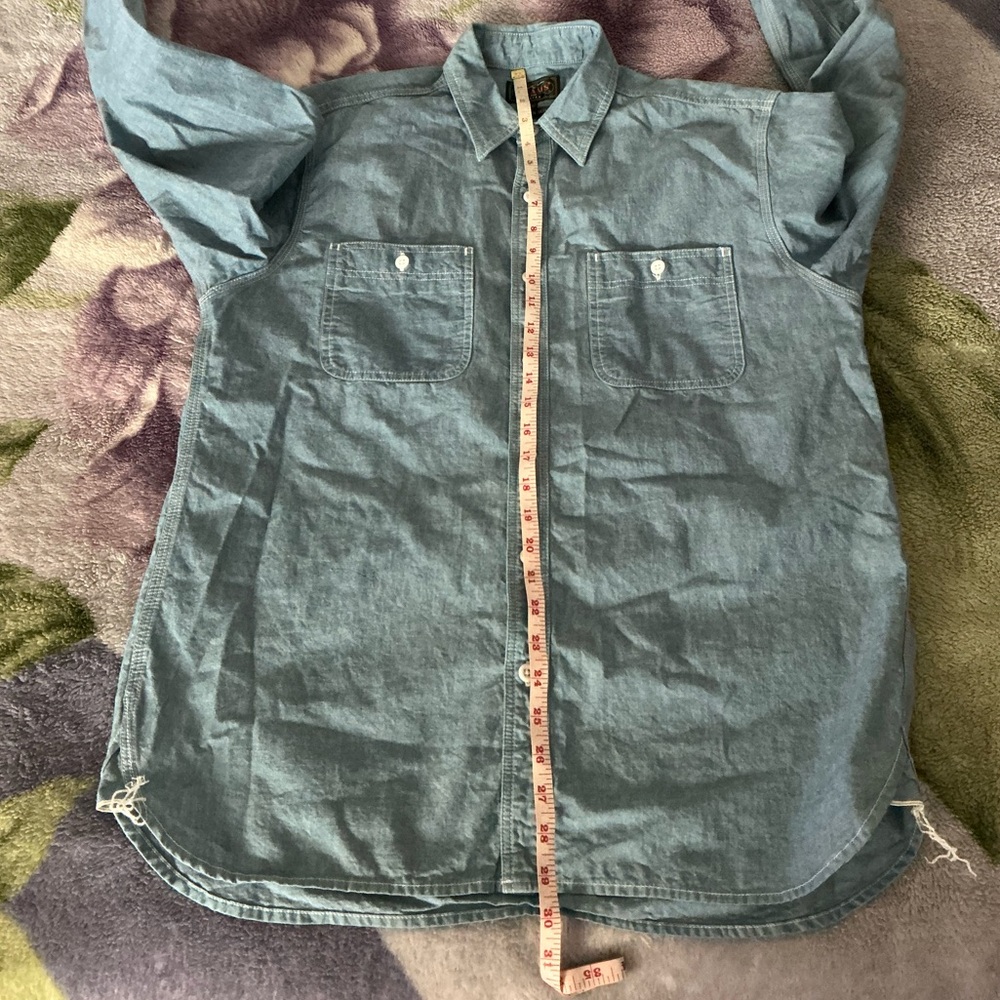 Beams Plus Work Chambray Overshirt Light Blue - Picture 15 of 16